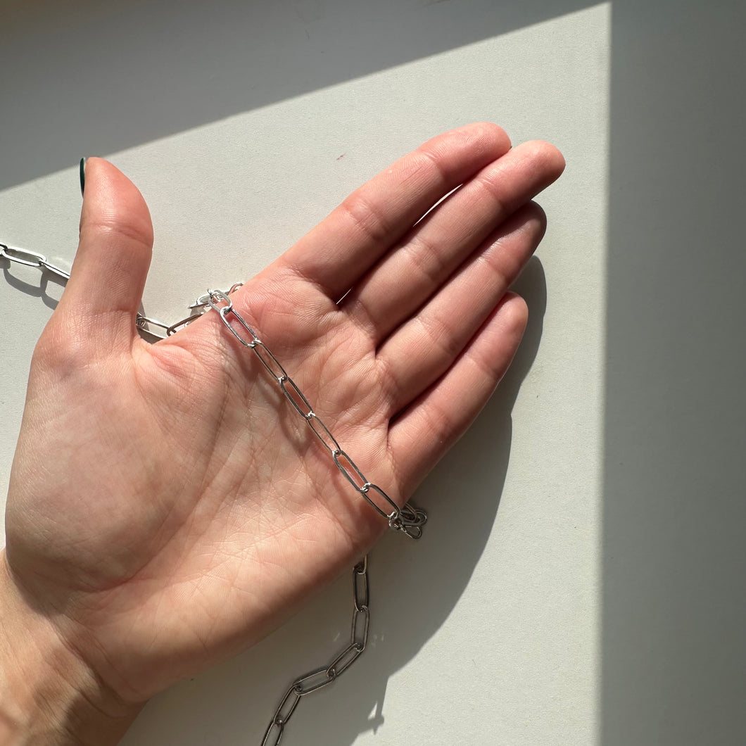 Silver Large  Paperclip Chain - Bracelet